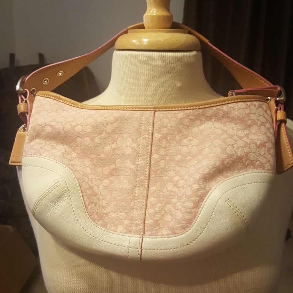 Coach light pink and white purse